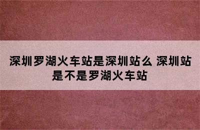 深圳罗湖火车站是深圳站么 深圳站是不是罗湖火车站